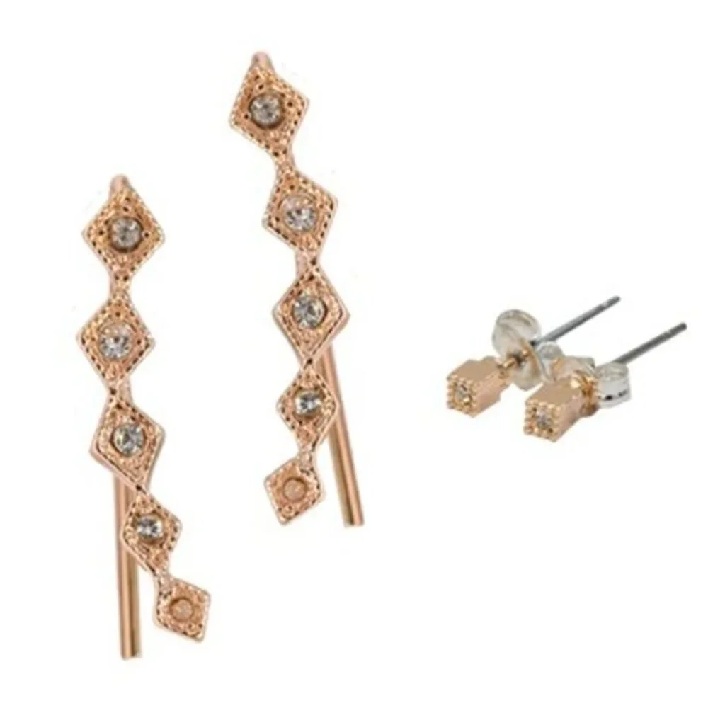 Luv Aj Diamond Kite Crawler Earring Set NEW